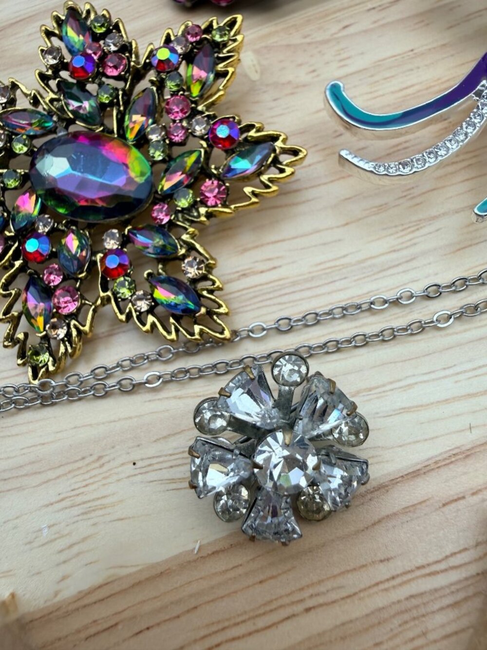 VTG Jewelry Lot Brooch Necklaces Earrings Jewelry Box Anne Klein 925 Prem Design - Picture 5 of 16